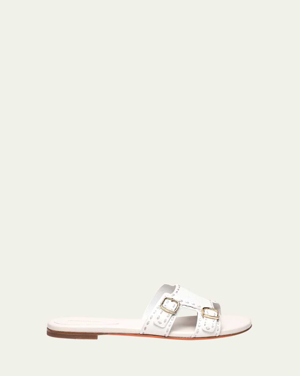 Didi Double-Monk Flat Slide Sandals